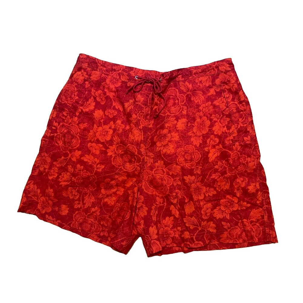 Lauren Ralph Lauren Womens Shorts 14 Red Floral Damask Cotton Resortwear